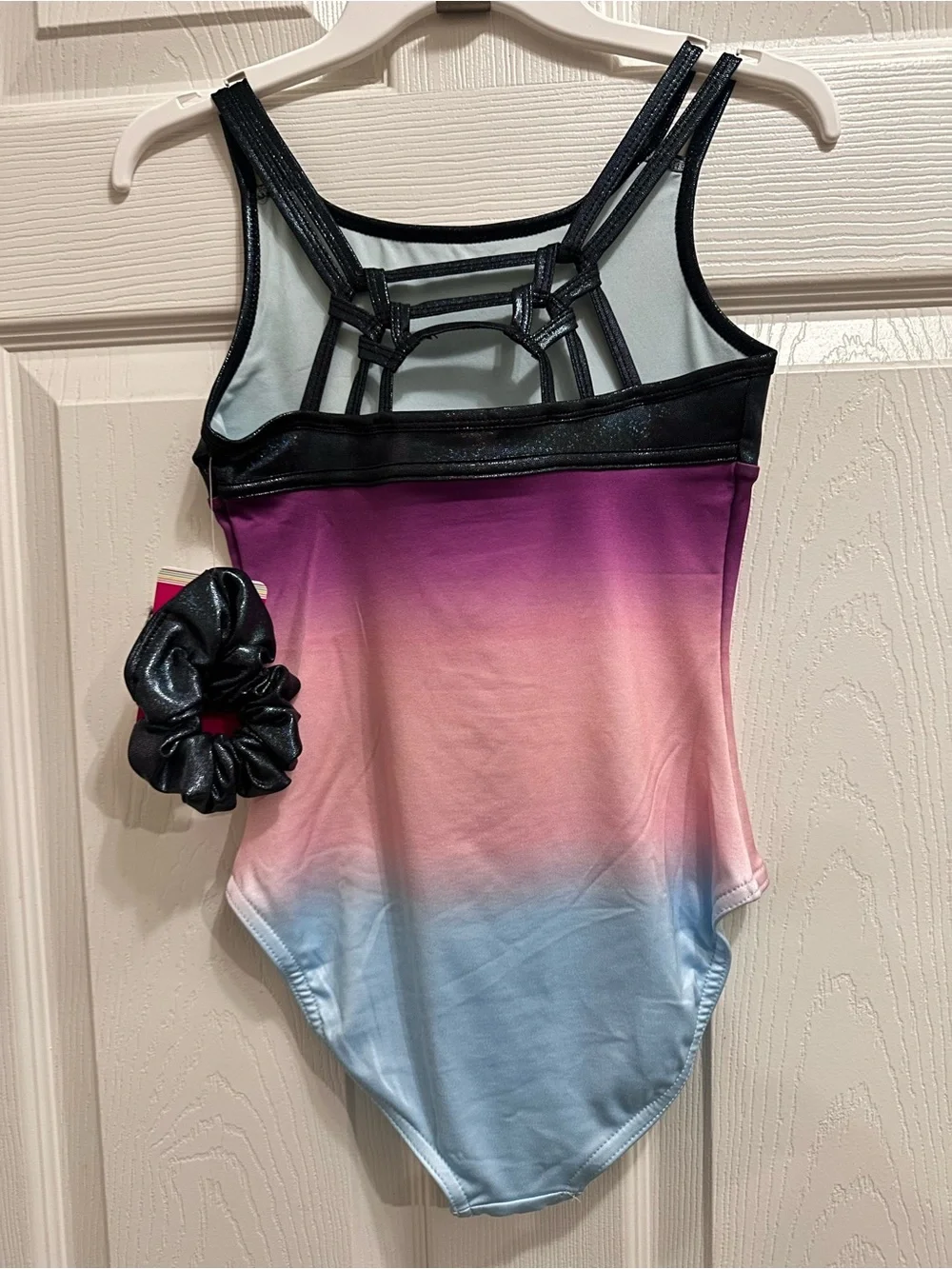 Justice Girls Ombre Macrame Back Dance and Gymnastics Leotard with Scrunchie